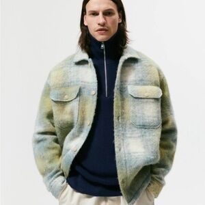 Zara Men's Wool  Plaid Shirt Jacket